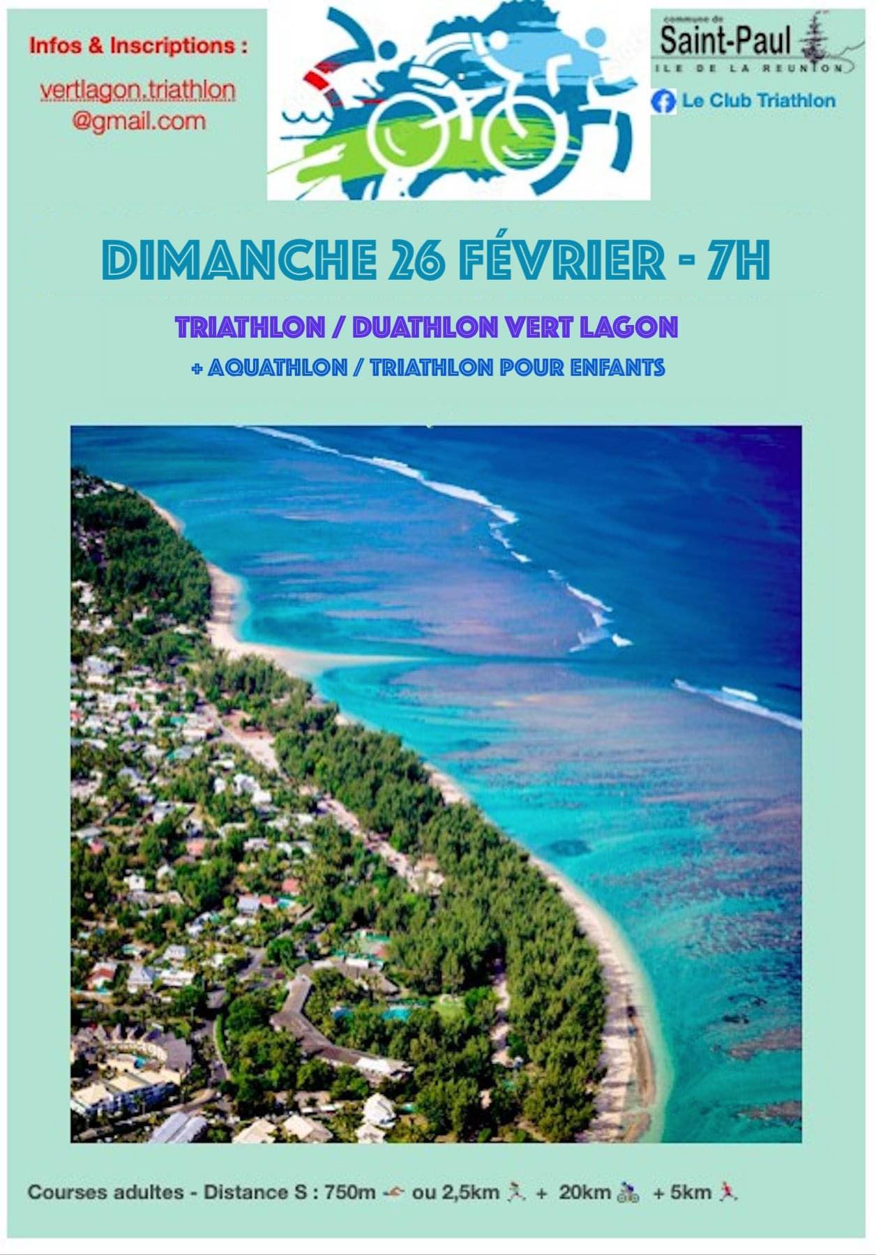 AFFICHE Triathlon Duathlon Vert Lagon - LCT
