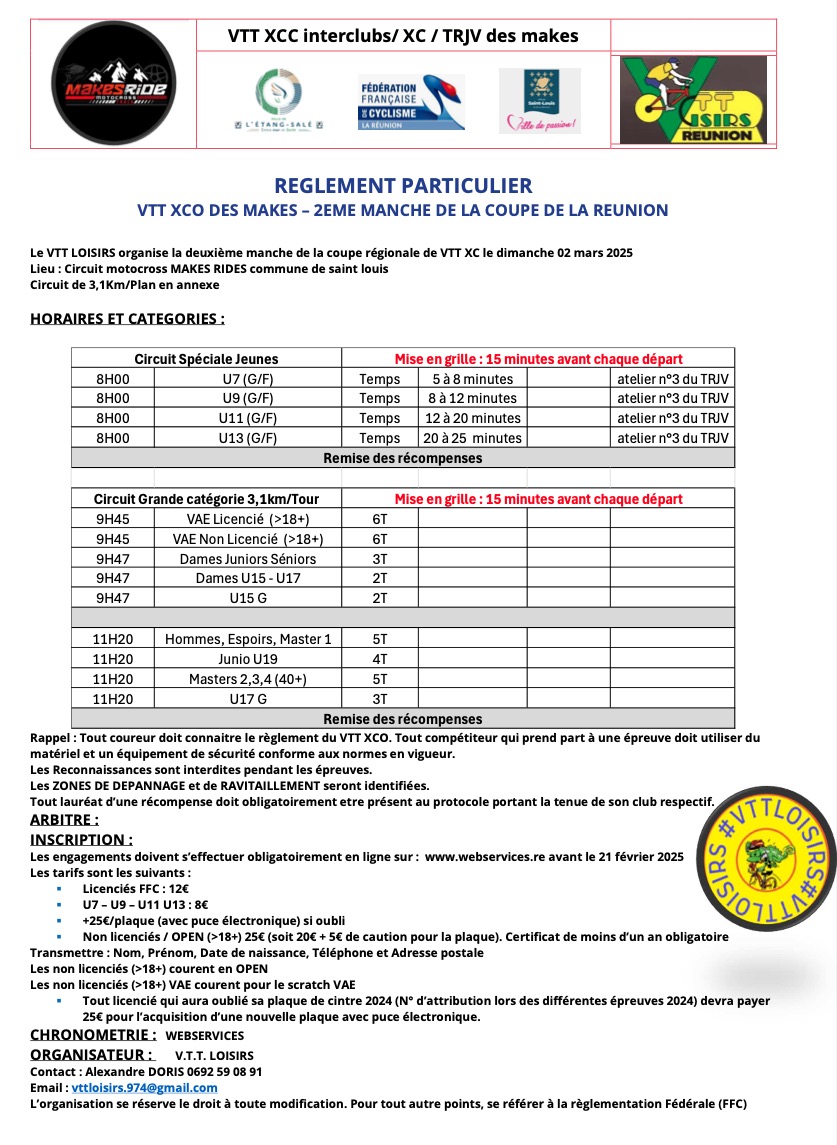 REGLEMENT VTTXC des Makes VTTL