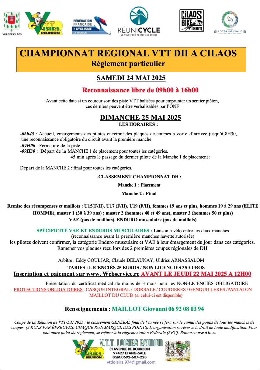 REGLEMENT Champ.VTT DHI Cilaos 2025