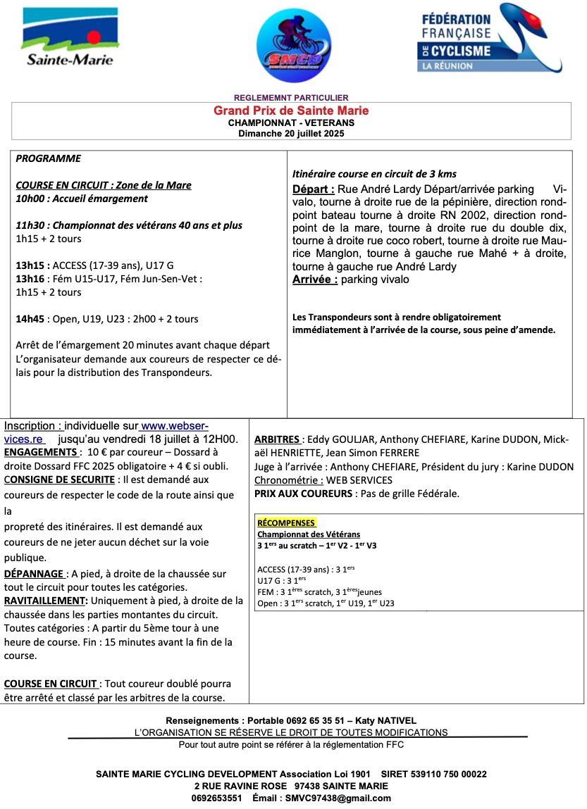 REGLEMENT GP Cycliste Ste Marie SMCD