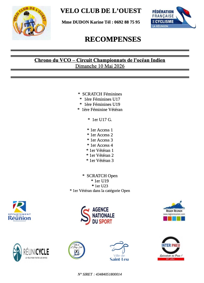 RECOMPENSES Chrono du VCO